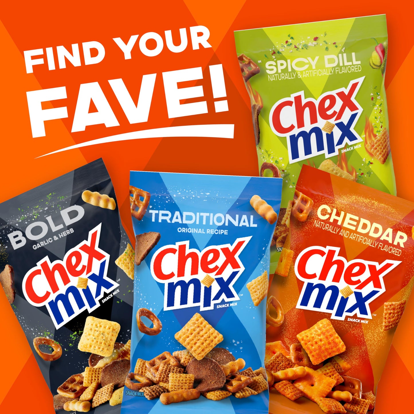 Chex Mix Cheddar Snack Mix, Savory Snack Bag, 8 oz