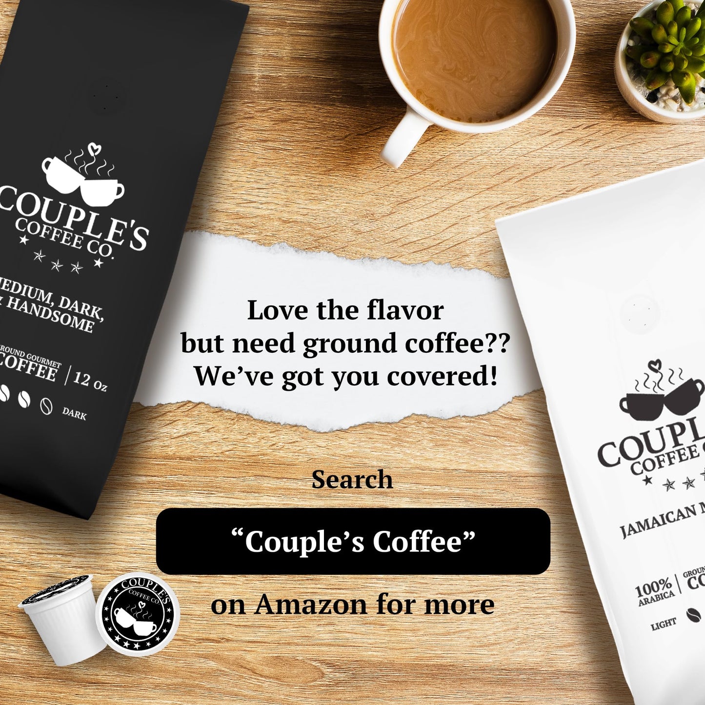 COUPLES COFFEE K-Cups, Medium Dark Roast, 100% Arabica Beans, Compatible with Single Serve malt-inspired, 24 Count