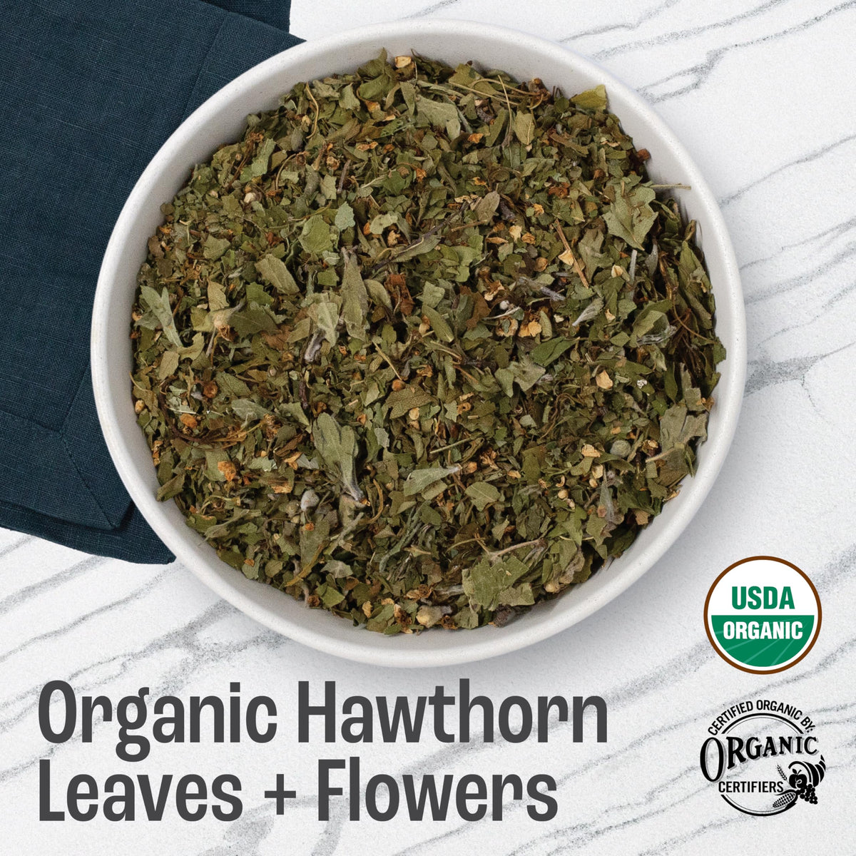 J MAC BOTANICALS Organic Hawthorn Leaf and Flower Dried Herbs 16 oz