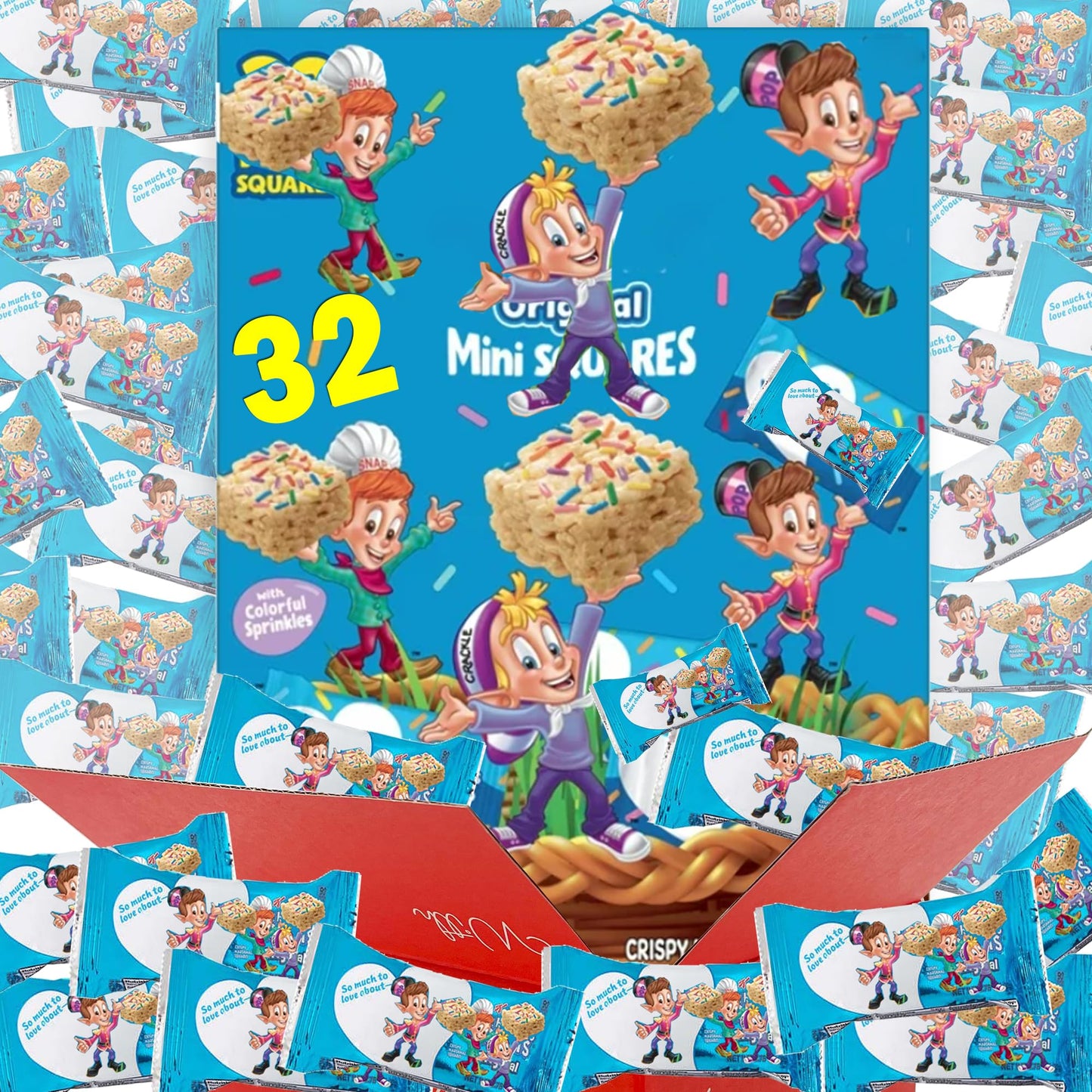 Generic Rice Crispies Treats Mini Squares, Individually Wrapped Snack, 32 Pack