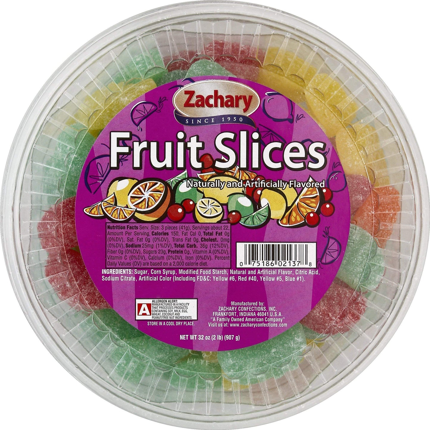 Zachary, Assorted Fruit Slices Candy, 32 Oz
