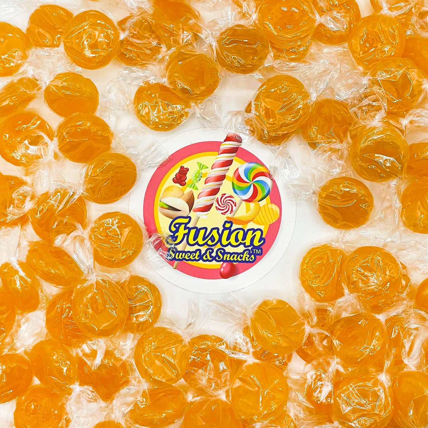Fusion Sweets Butterscotch Hard Candy - 2LB Bag, Individually Wrapped Yellow Discs, Perfect for Snacks and Parties
