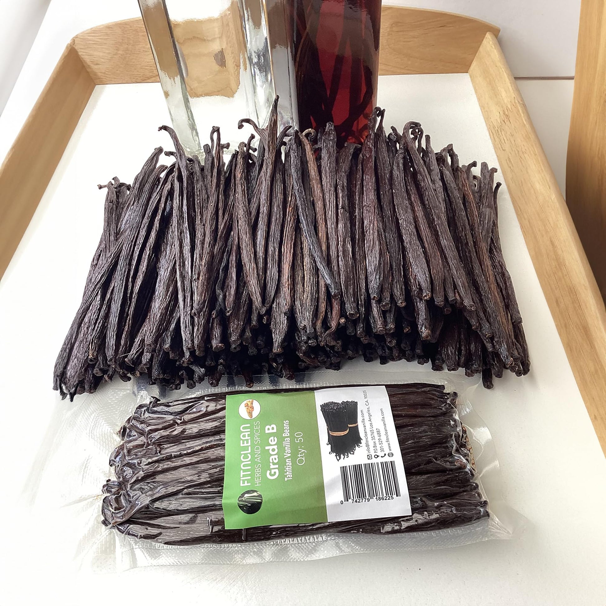 FITNCLEAN VANILLA 50 Tahitian Vanilla Beans Grade B, 5-6 NON-GMO Whole Natural Raw Pods, 50 Count