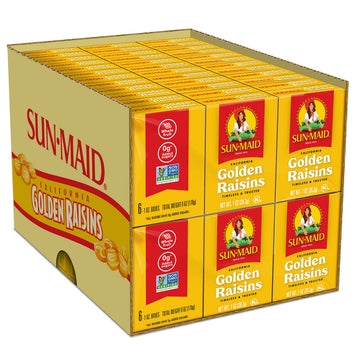 Sun-Maid California Golden Raisins - (72 Pack) 1 oz Snack-Size Box - Dried Fruit Snack for Lunches, Snacks, and Natural Sweetene