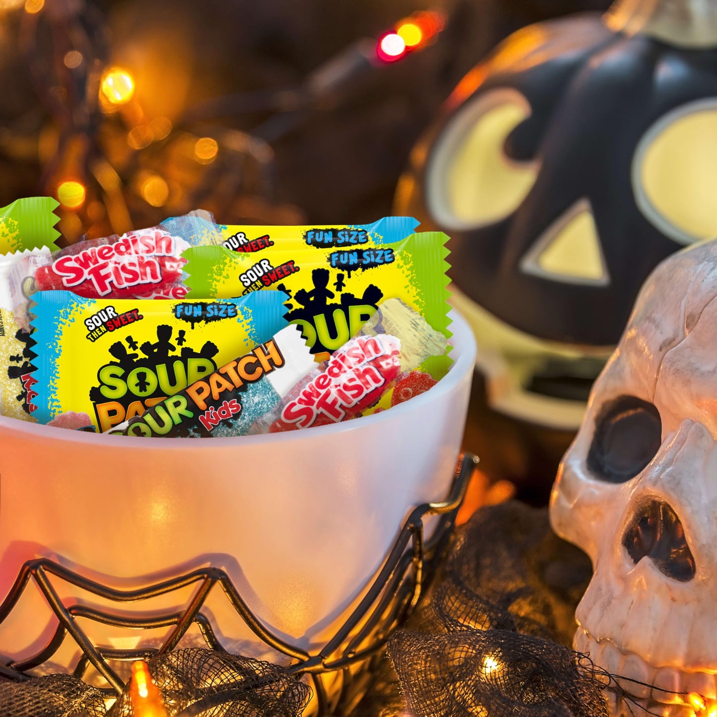 SOUR PATCH KIDS Original, Tropical, Big Kids & SWEDISH FISH Halloween Candy Variety Pack, Bulk Candy, 160 Trick or Treat Bags