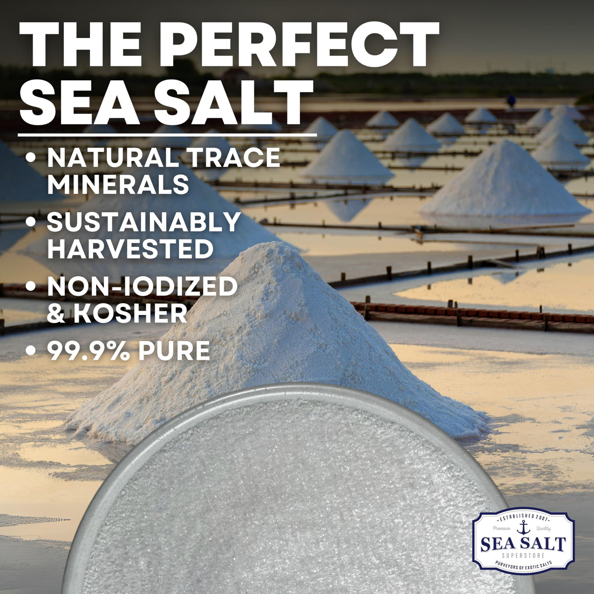 Sea Salt Superstore Fine Grain Sea Salt, Non-Iodized, 5 oz Bag, White