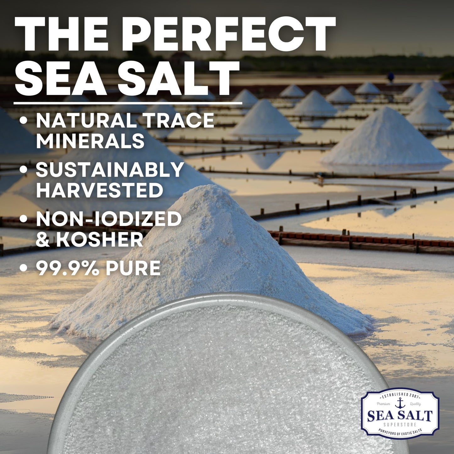 Fine Grain Sea Salt, Table Salt Replacement Fine Sea Salt for Baking, Pure Non-Iodized Baja Salt, Mineral Rich Cooking Salt, Fin