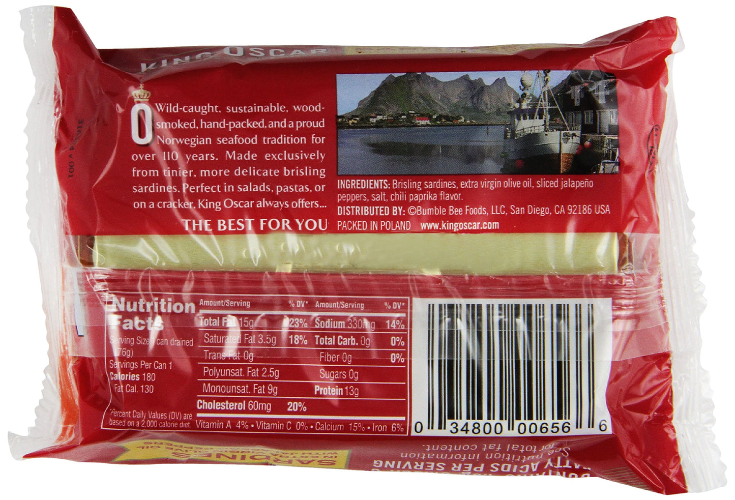 King Oscar Sardines in Extra Virgin Olive Oil with Jalapeno Peppers, 3.75 Ounce (Pack of 12)