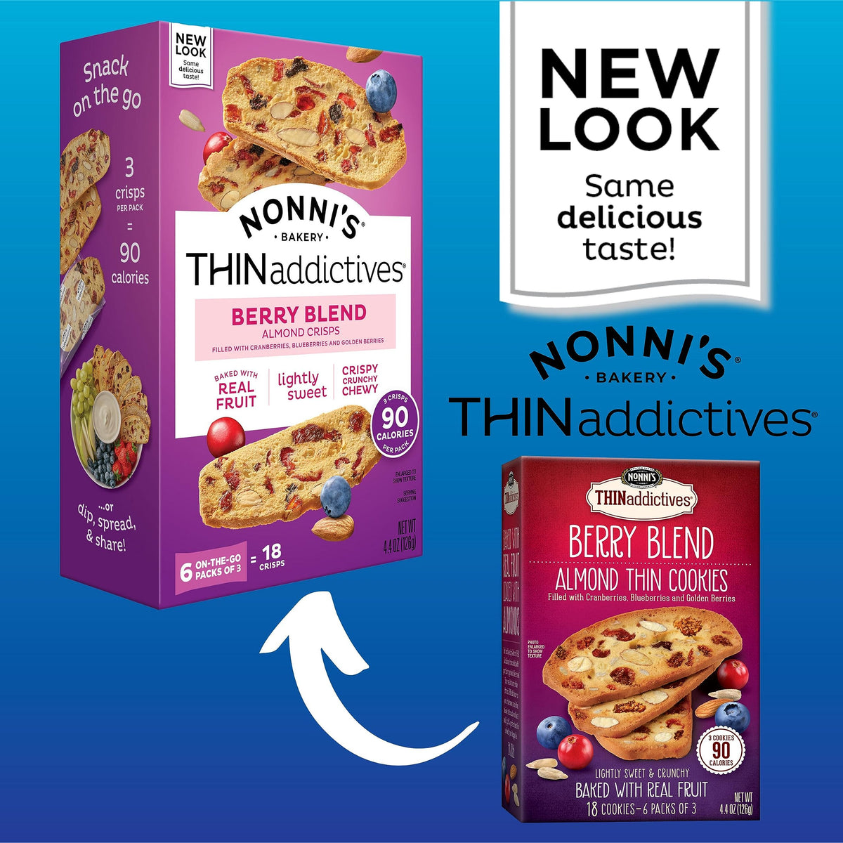 Nonni'S Thinaddictives Almond Thin Cookies - Berry Blend Almond Cookies - Almond Cookie Thins W/Cranberries Blueberries Goldenbe