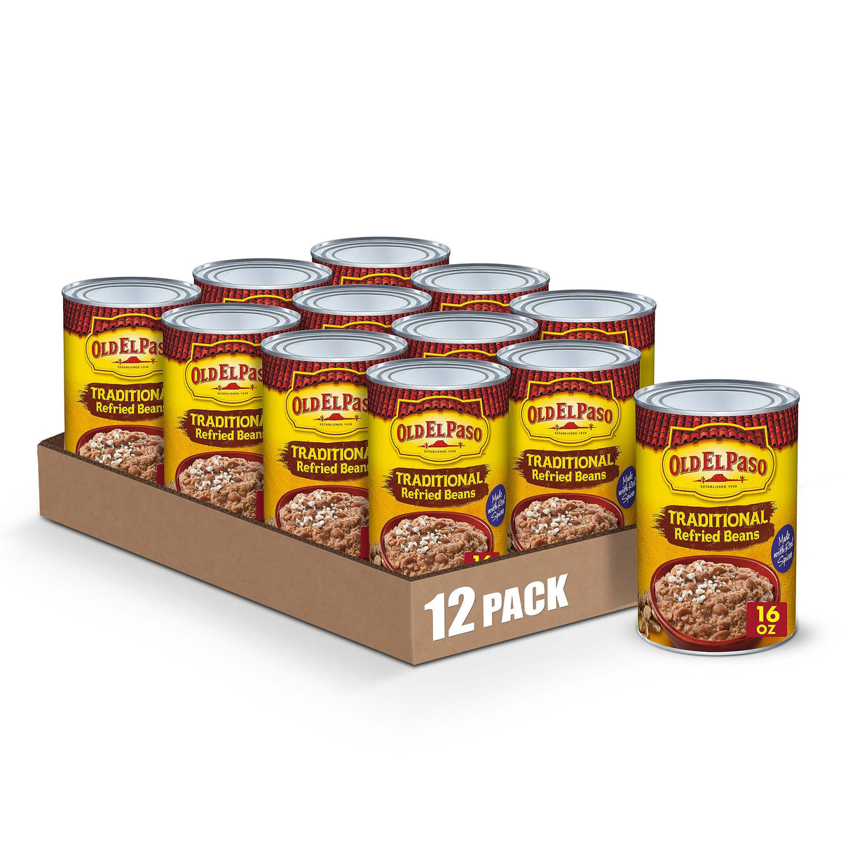 Old El Paso Traditional Refried Beans, 16 oz. (Pack of 12)