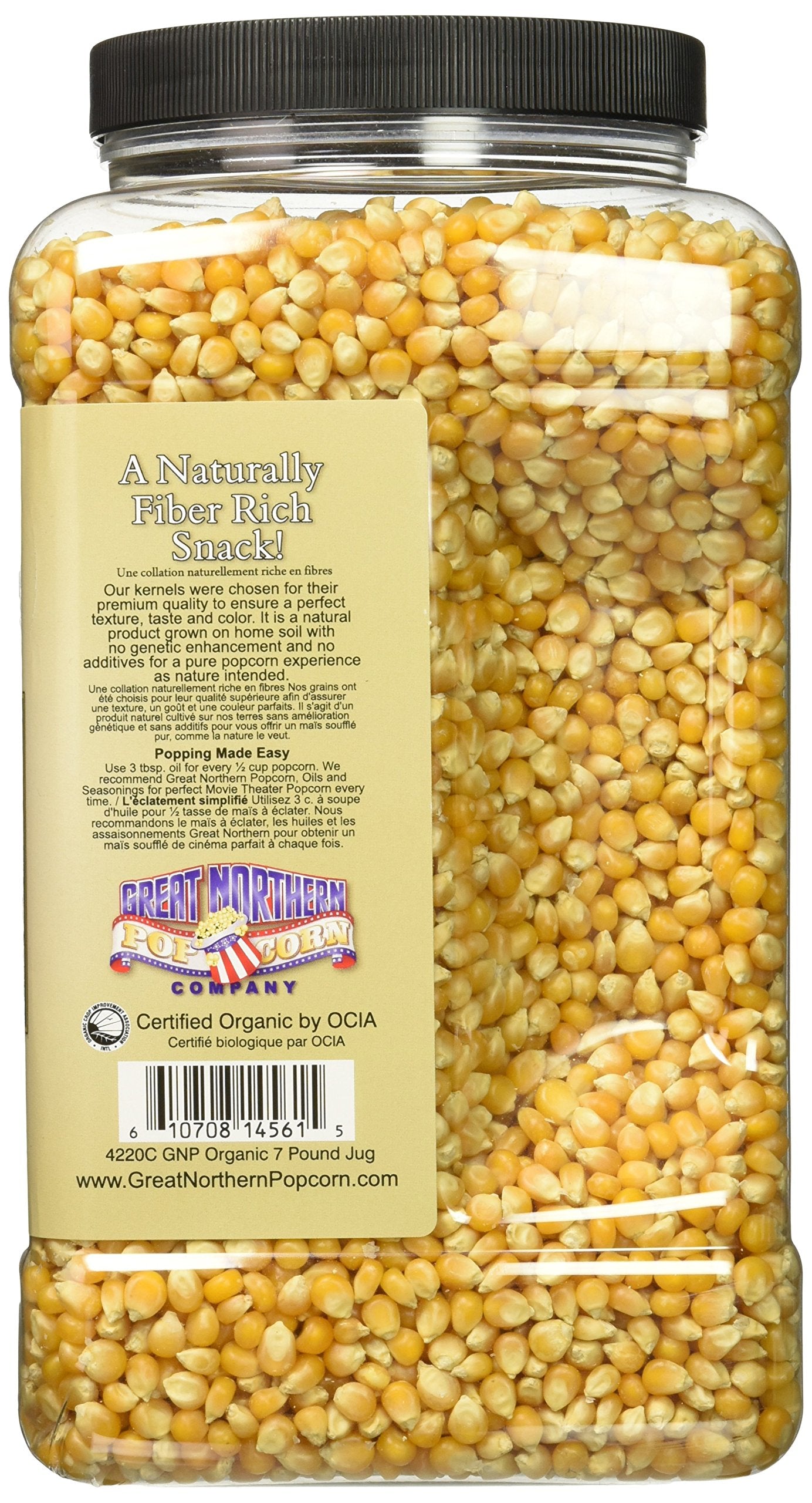 Great Northern Popcorn Organic Popcorn Kernels, 7lbs Resealable Jug, Suitable for Microwave and Stovetop, Model 4220 GNP