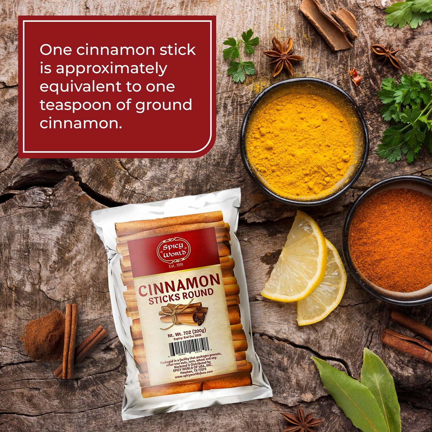 Spicy World Cinnamon Sticks 7 Ounce Bag - Perfect for Baking, Cooking & Beverages - 3+ Inches Length - Cassia Saigon Cinnamon fr