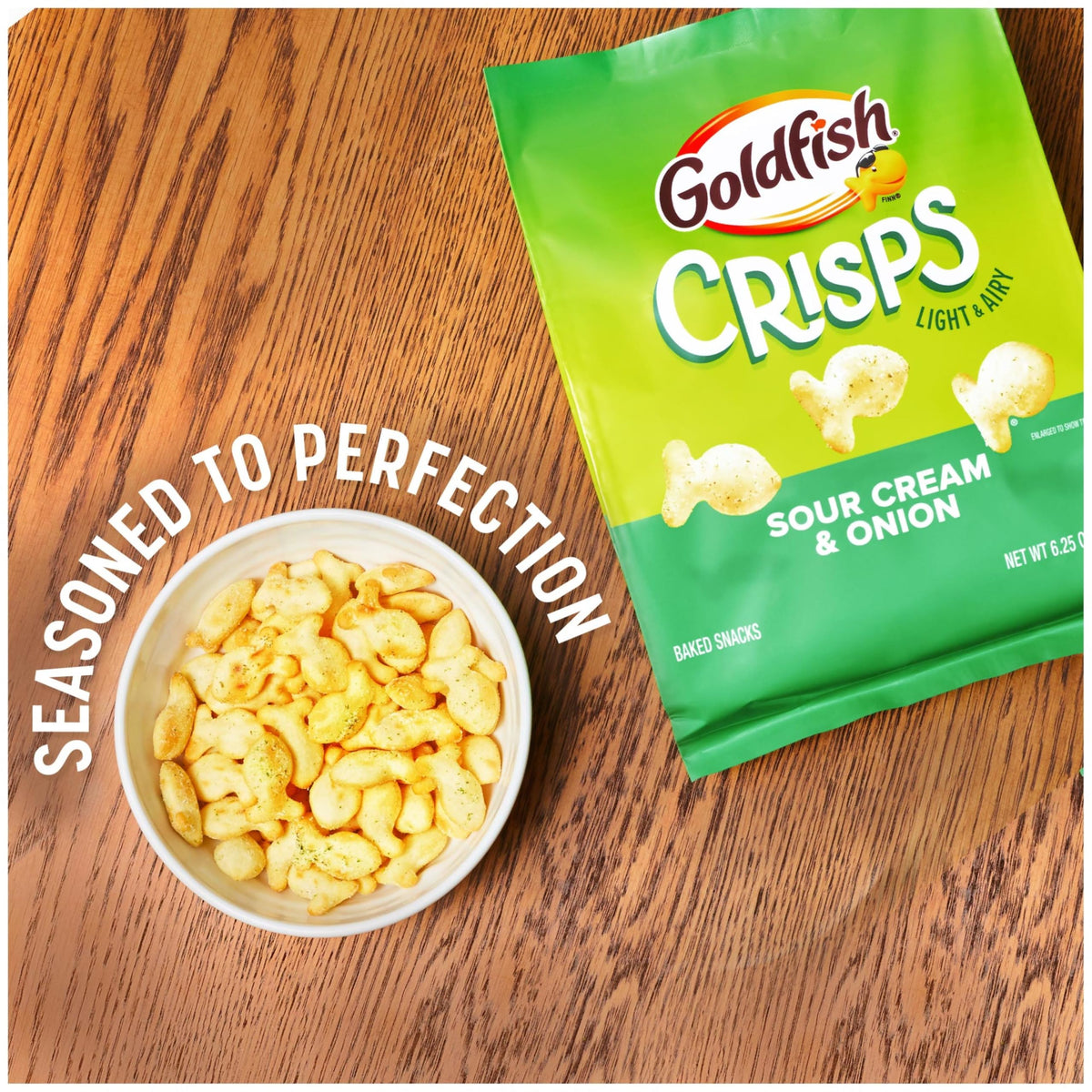 Goldfish Crisps Sour Cream & Onion Baked Chip Cracker Snacks, 6.25 Oz Bag (Pack of 2)