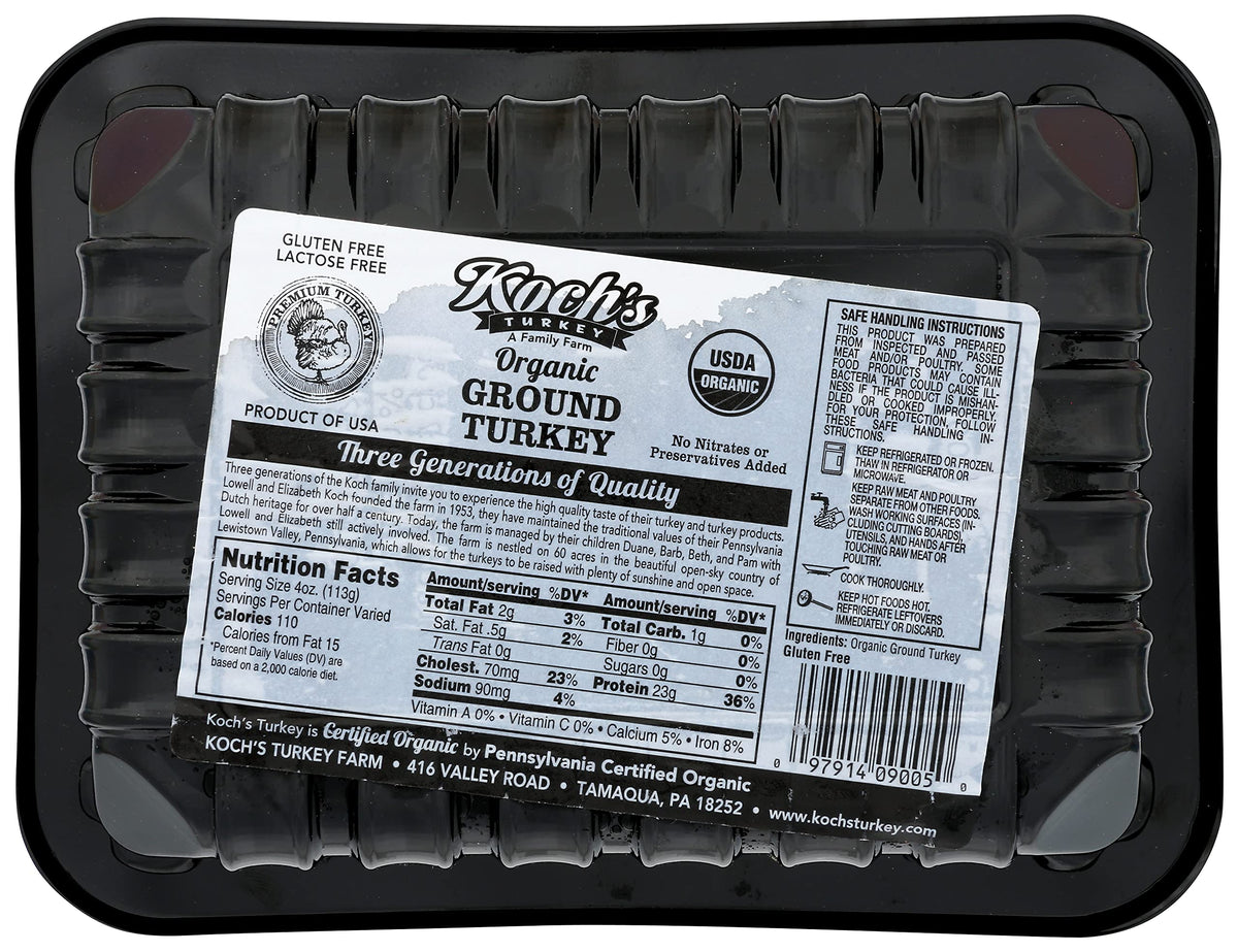 Kochs Turkey Farm, Turkey Ground Tray Pack Organic Step 1, 16 Ounce