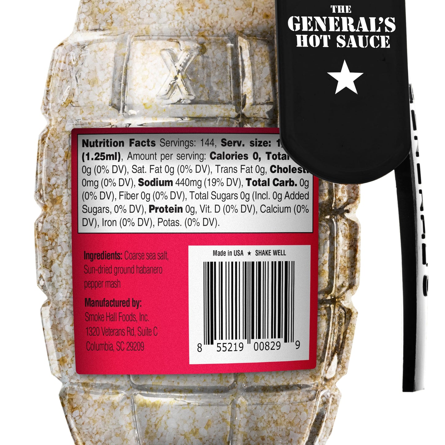 The Generals Hot Sauce Spicy Habanero Sea Salt Gourmet Seasoning, All-Natural, Gluten-Free, 6oz, 2/5 Heat Rating