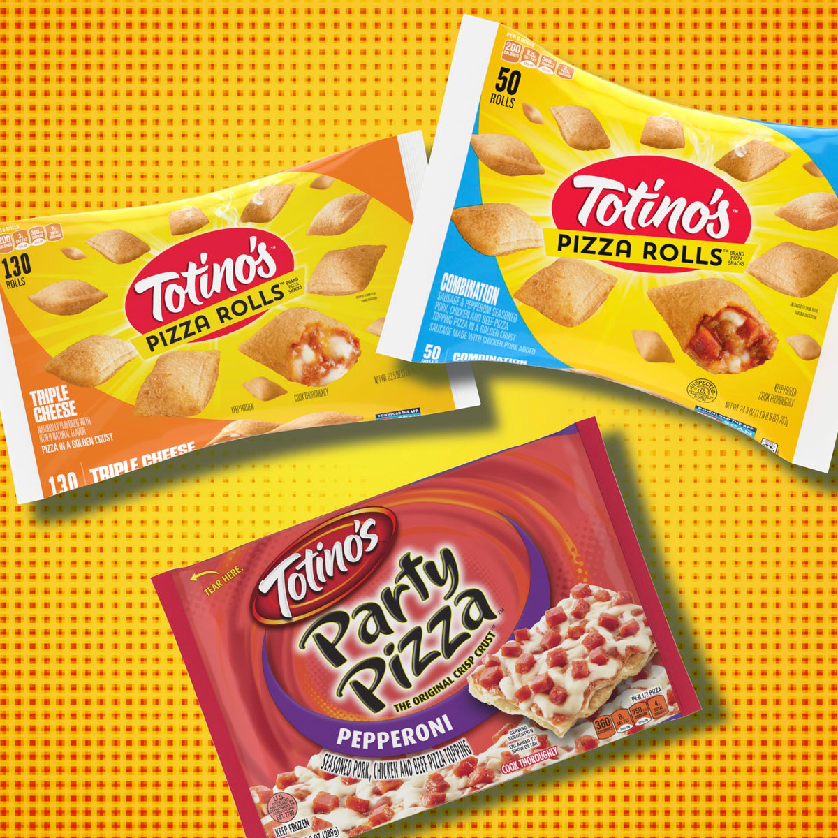 Totinos Pizza Rolls, Combination Flavored, Frozen Snacks, 130 Rolls, 63.5 oz