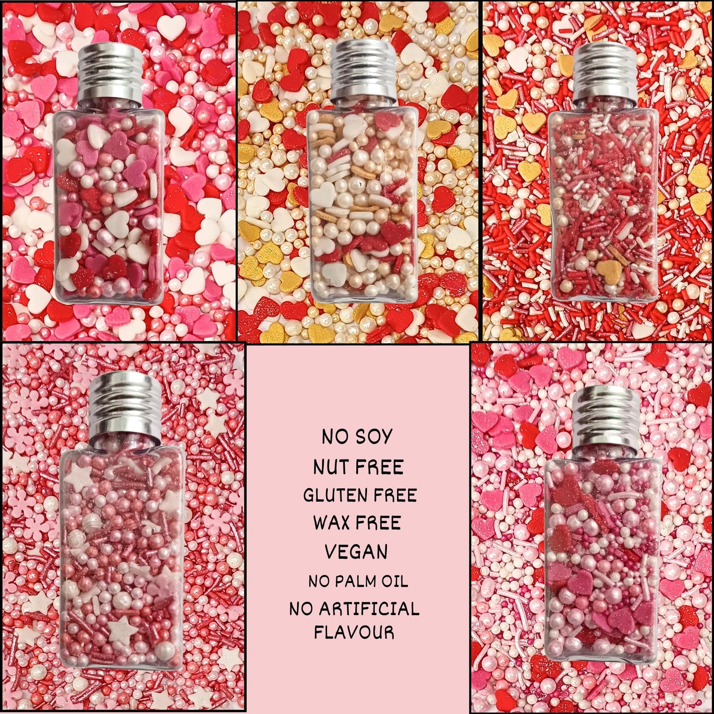 Confect Red, Pink & White Pearls Sprinkles | Mix Heart & Valentine Sprinkles | Sprinkles For Baking & Cake Decorative | Edible S