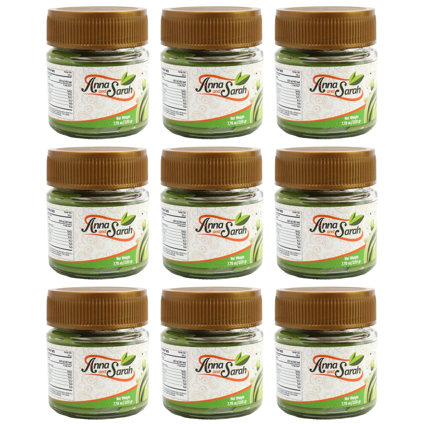 Pistachio Butter Spreadable Cream With Kataifi (Kadayif) Set 7.75 Oz (220 Gr)  9 Pack  Ready For Filling  In Glass Jar  Rich & Nutty Cream Spread For Dubai Chocolate Bars  Halal