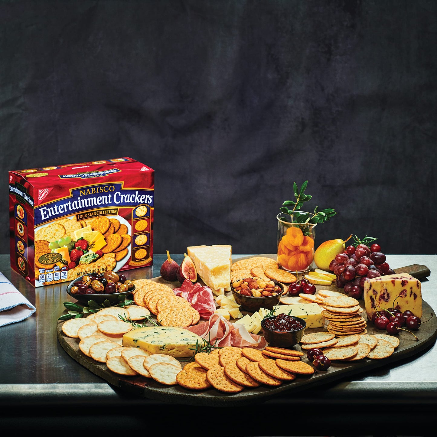 NABISCO Entertainment Crackers Variety Pack, 40 oz, Original Water, Vegetable, Pepper & Poppy, Wheat, 8 Individual Sleeves
