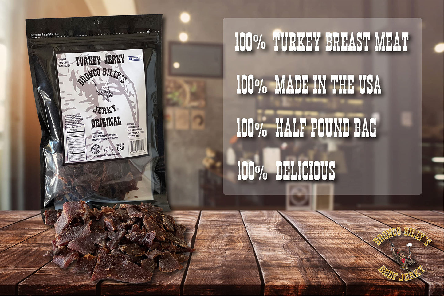 Bronco Billy'S Turkey Jerky Original Flavor Half Pound Resealable Bag