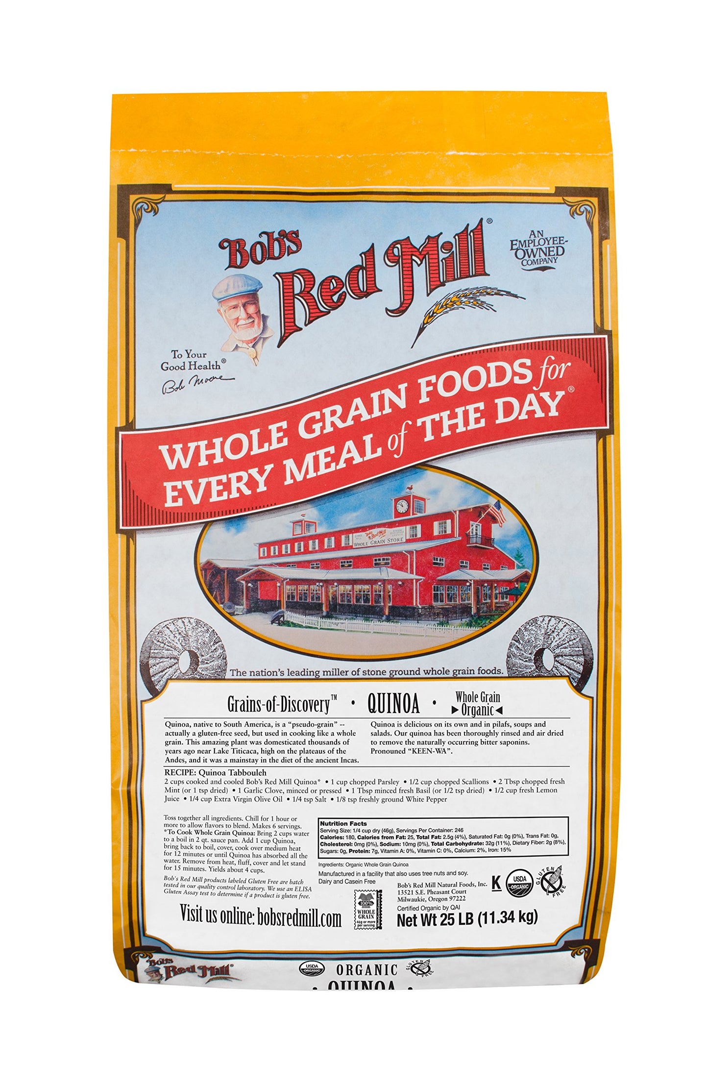 Bobs Red Mill Organic White Quinoa, 25 Pound