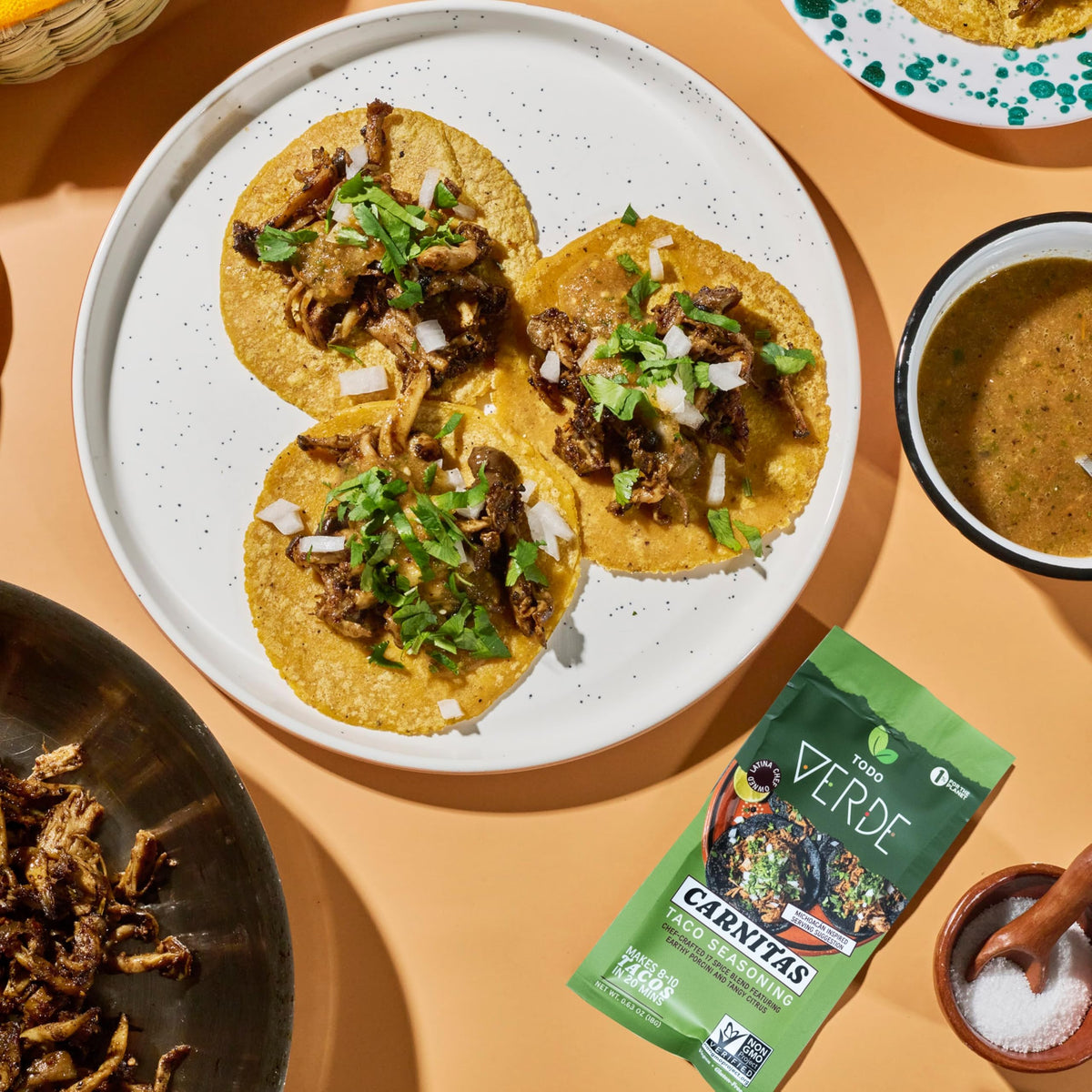Carnitas Healthy Taco Seasoning Packets - Todo Verde Mexican Seasoning Mix | Chef Curated Taco Blends With Porcini Mushroom & Bl
