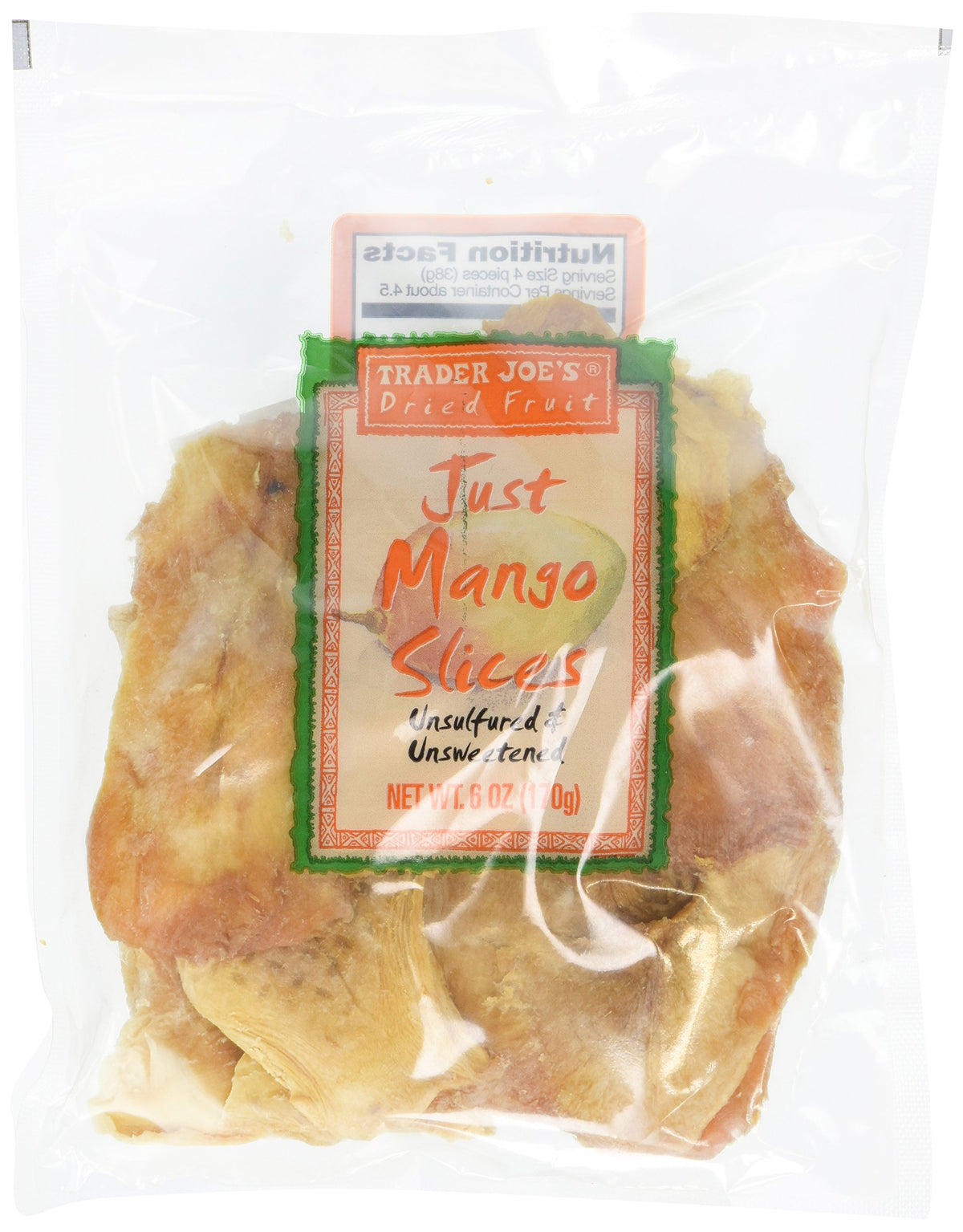 Trader Joes Dried Fruit Just Mango Slices 6 ounces (Pack of 4)