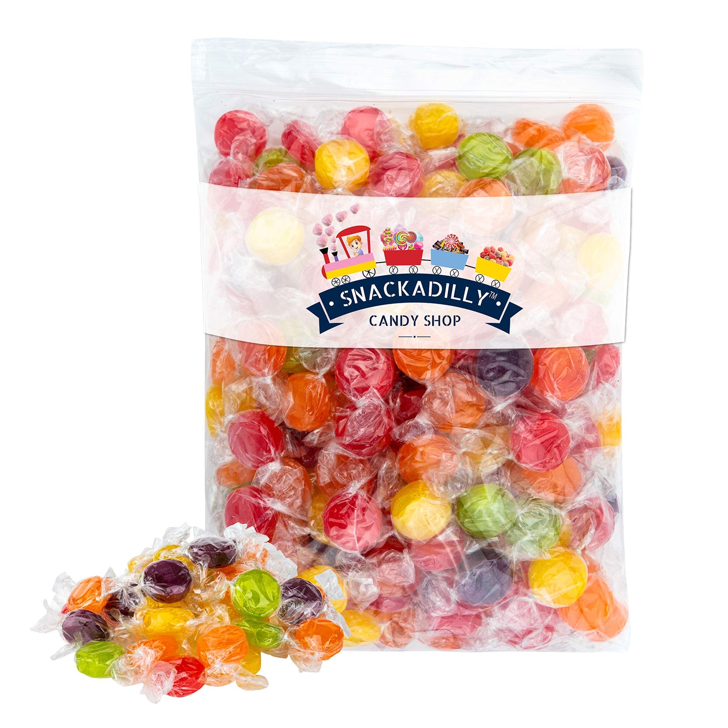 Snackadilly Fruit Flavored Hard Candy - Value Size 3 Pound Bag - Assorted Fruit Flavored Candy - Individually Wrapped