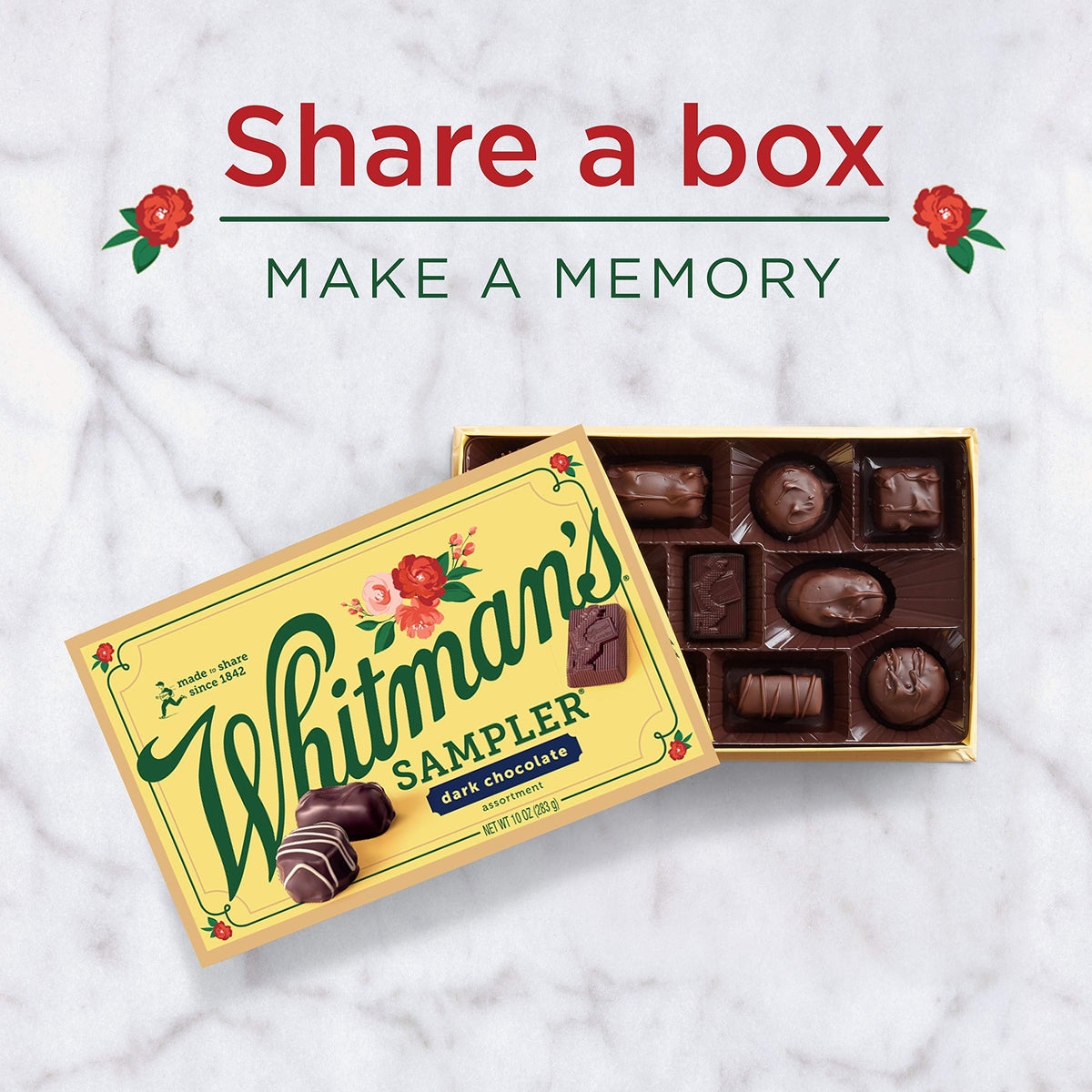 Whitmans Sampler gift Box Dark chocolate Assortment 10 Ounce (22 Pieces)