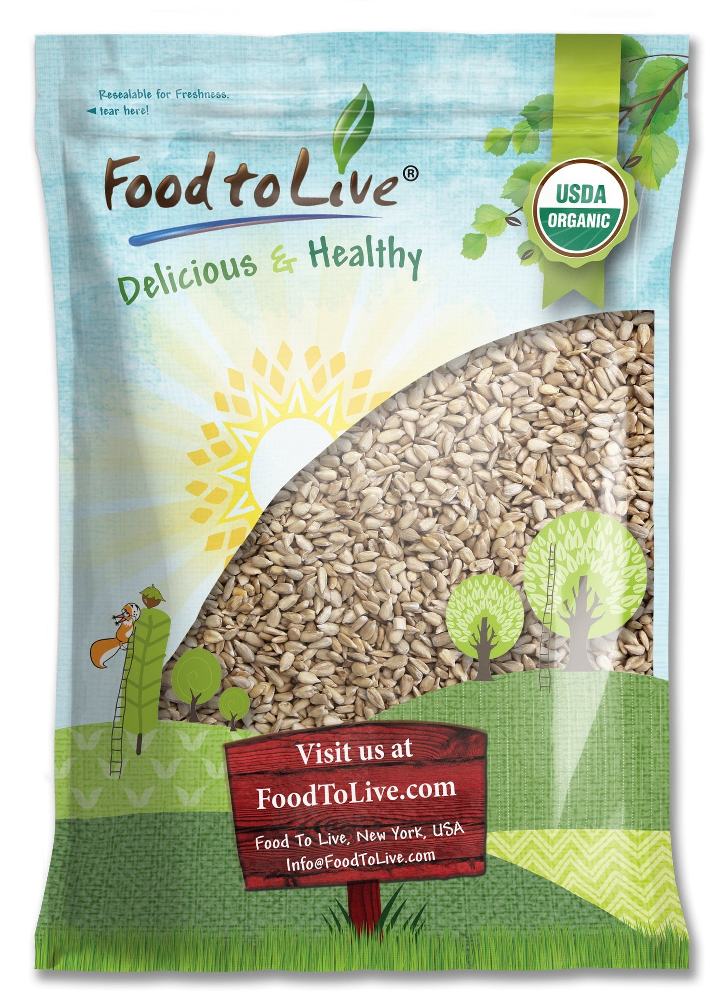 Food to Live - Organic Sunflower Seeds, 8 Pounds Hulled, Raw, Non-GMO, Dried Kernels, Unsalted, Kosher, Vegan, Keto, Paleo, Sirt