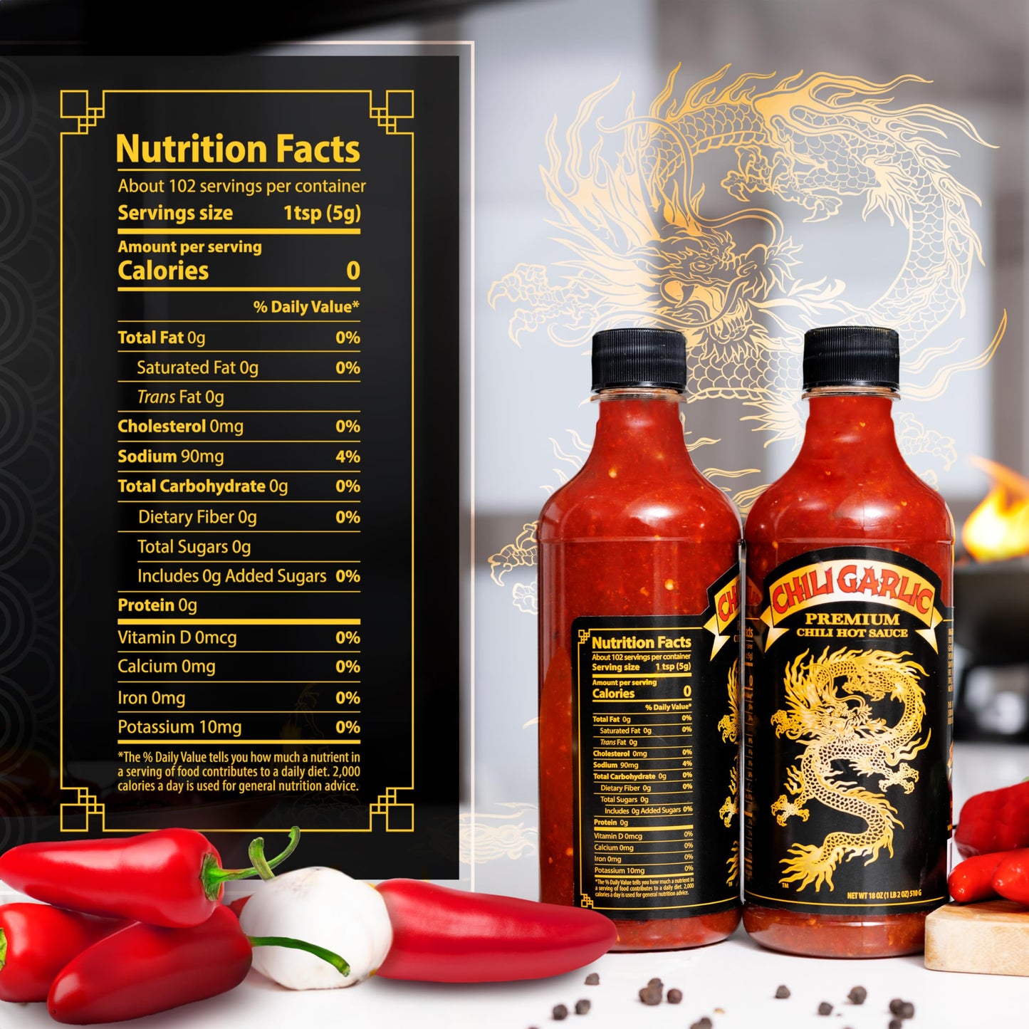 Underwood Ranches Limited Edition Dragon Chili Garlic Sauce - Hot Sauce, Perfect For Spicing Up Any Dish! - Made From Red Jalape