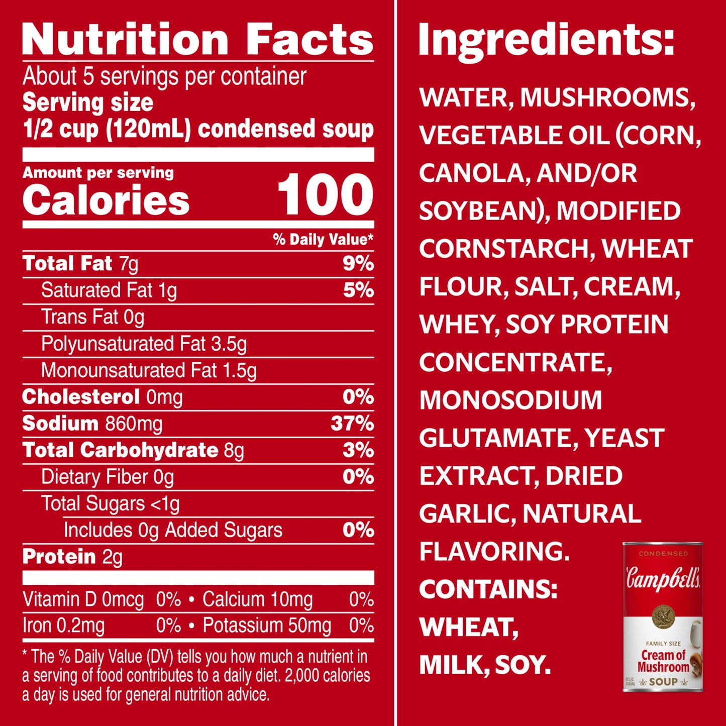 Campbells Condensed Cream of Mushroom Soup, 22.6 oz Family Size Can