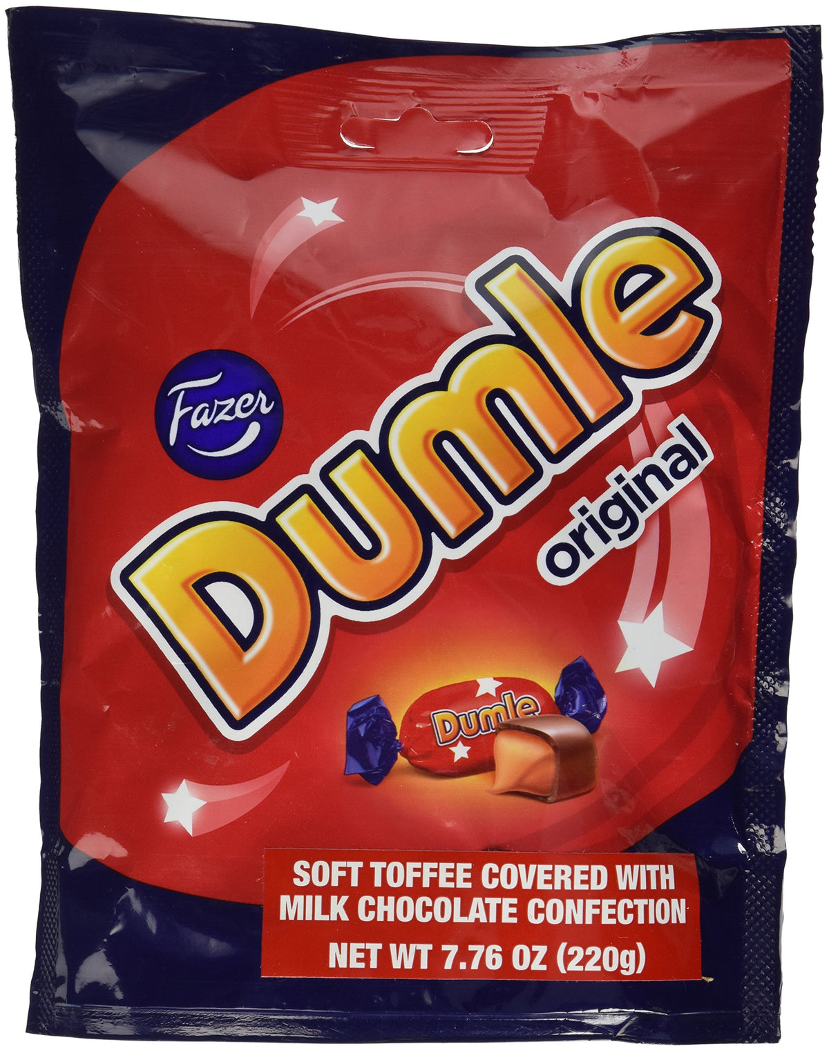 Fazer Dumle Original Soft Toffee Covered With Milk Chocolate 220G Bag