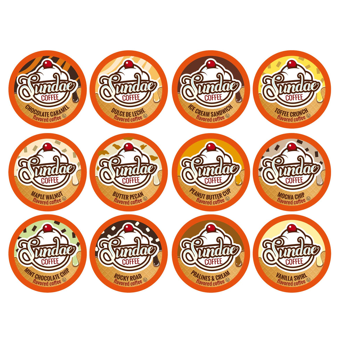 Sundae Ice Cream Flavored Coffee Pods, Compatible With 2.0 Keurig K-Cup Brewer, 48 Count (Assorted Variety Pack)