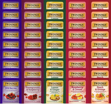 Twinings Fruity Herbal Tea Bag Sampler, Caffeine-Free, 45 Count, Gourmet Gift Set