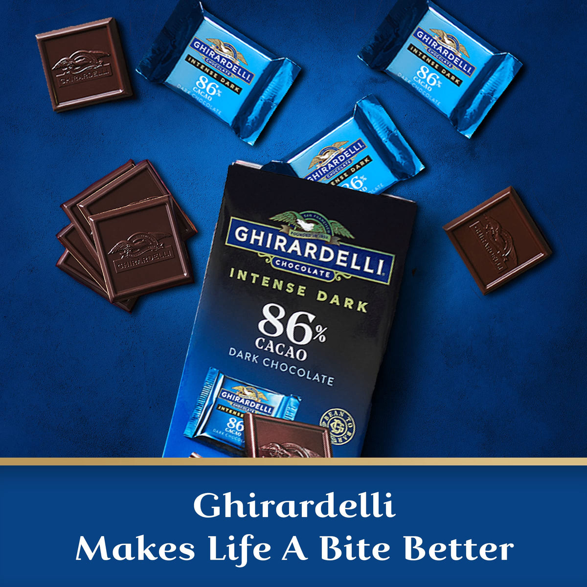 Ghirardelli Intense Dark Chocolate Squares, 86% Cacao, 4.12 Oz Bag (Pack Of 6)