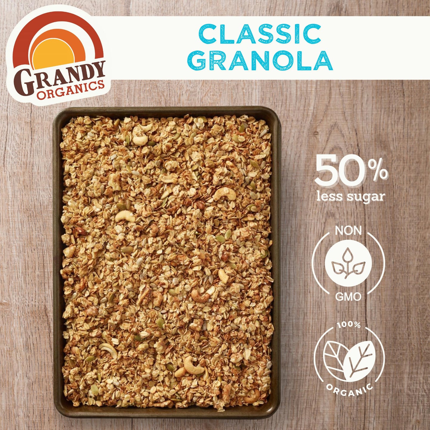 Grandy Organics Organic Granola - Low Sugar, High Protein, Non-GMO - 10lb Bulk Bag