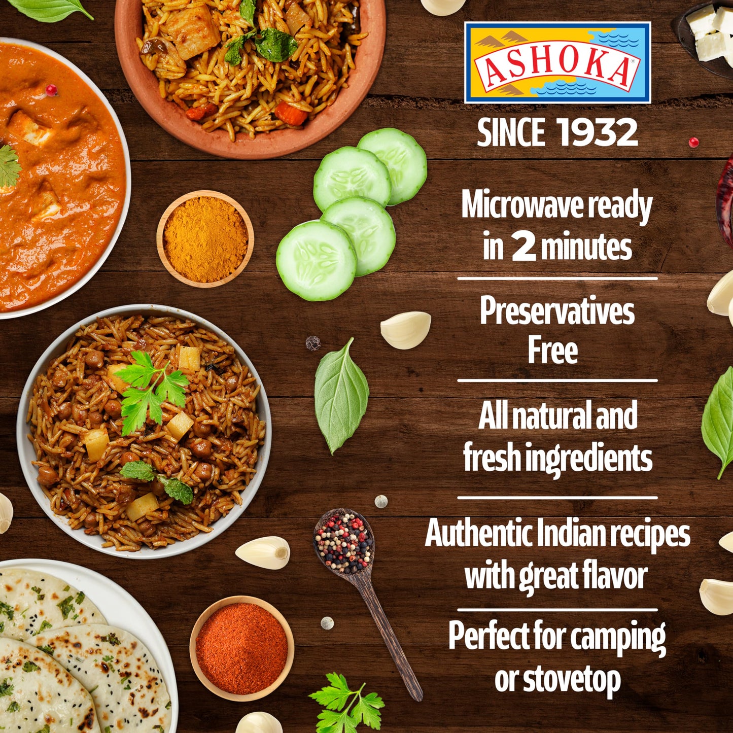 Ashoka Ready To Heat Vegan Curries 1932, Fenugreek Leaves & Green Peas, All-Natural Curry, Shahi Methi Matar, Kosher Certified, Camping Friendly Indian Food, Gluten-Free, No Preservatives, Pack Of 1