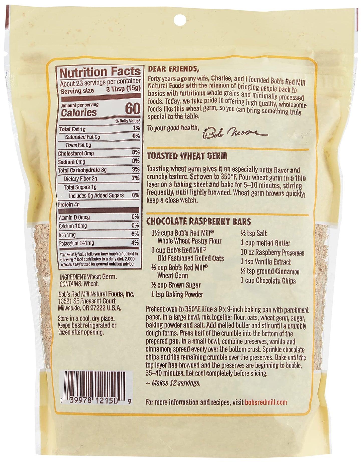 Bobs Red Mill Wheat Germ, 12 Ounce