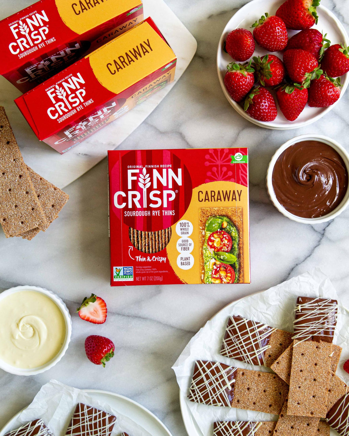 Finn Crisps Rye Crispbread with Caraway 7oz, 18 Pack Bulk Order | Thin, Crispy Rye Flatbreads| Authentic Finnish Sourdough | Car