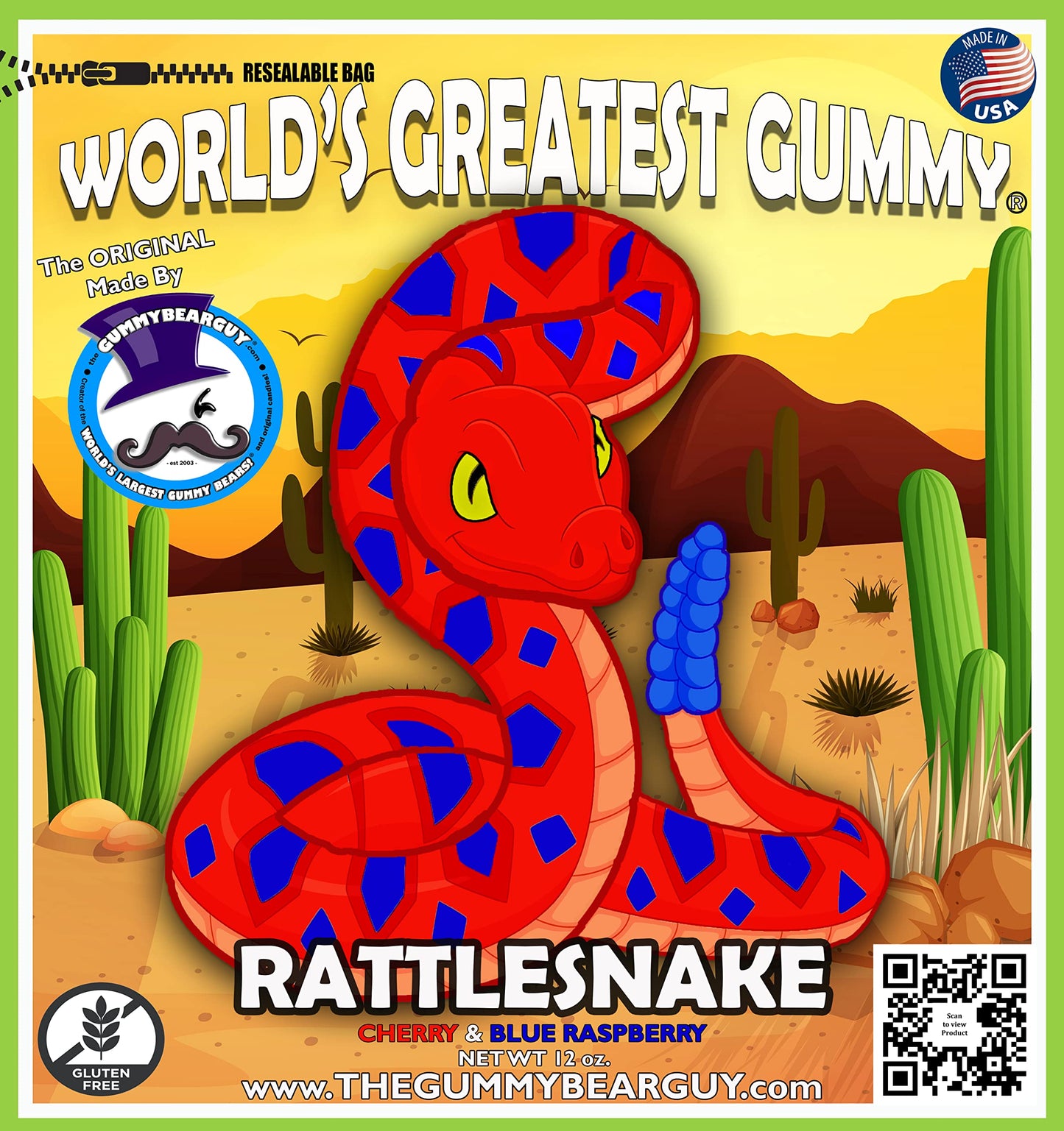The Gummy Bear Guy Gummy Snake Candy - Cherry/Blue Raspberry, 13 Ounce, Blue