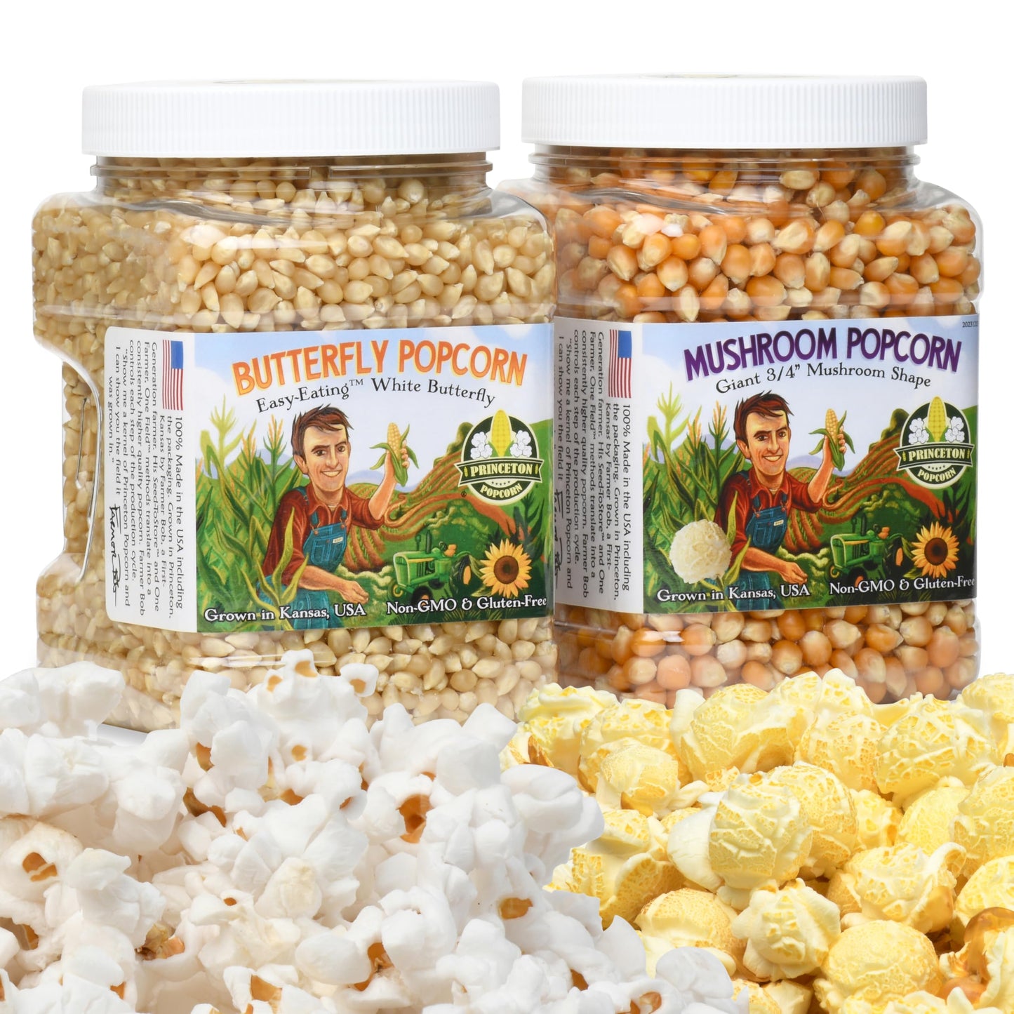 Princeton Popcorn Hulless Popcorn Kernels Combo, Non-GMO, 2-Pack, 32 Ounce (64oz Total)