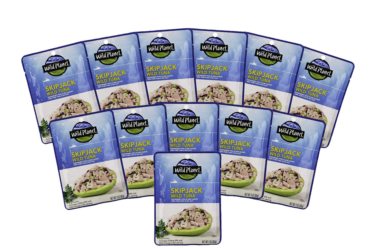 Wild Planet Skipjack Wild Tuna Sea Salt Pouch Keto And Paleo 3Rd Party Mercury Tested 3 Ounce (Pack Of 12)