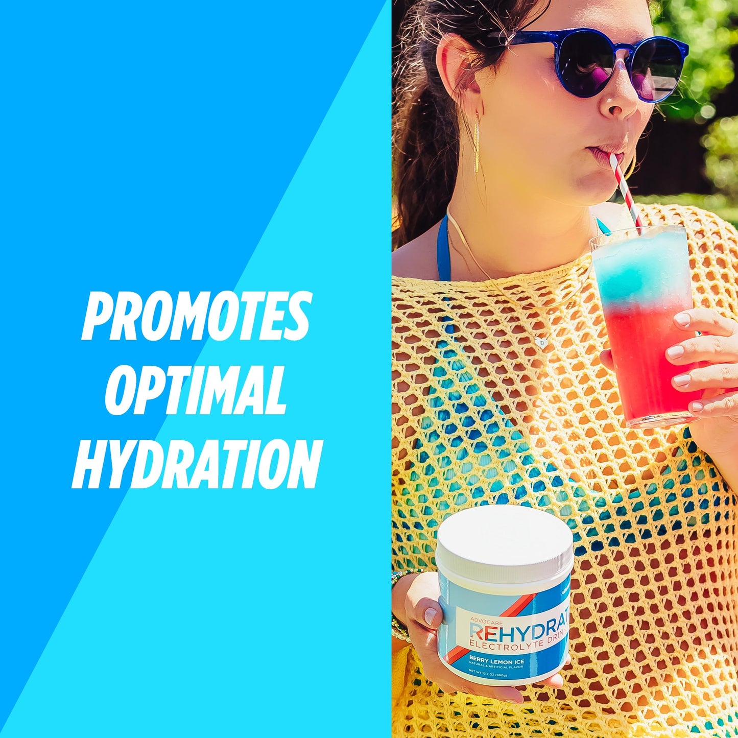 AdvoCare Rehydrate Electrolyte Drink Mix - Hydration Drink with Sodium & Potassium - Berry Lemon Ice, 12.7 oz