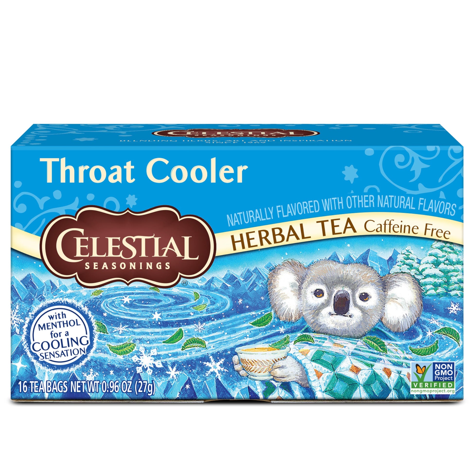 Celestial Seasonings Herbal Tea Throat Cooler, Caffeine Free, 16 Tea Bags, 16 Count