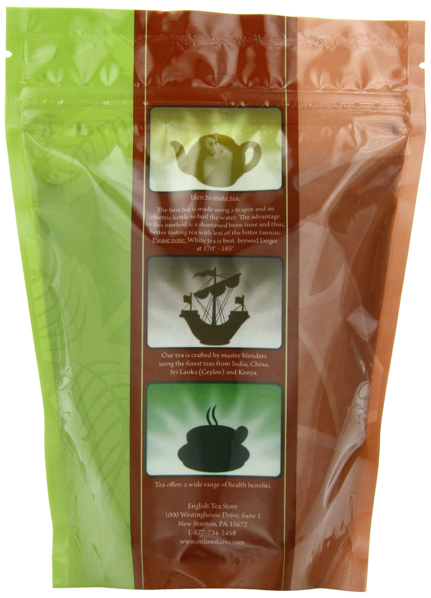 English Tea Store Loose Leaf Rooibos Tea Pouches, Caffeine Free, Georgia Peach, 4oz