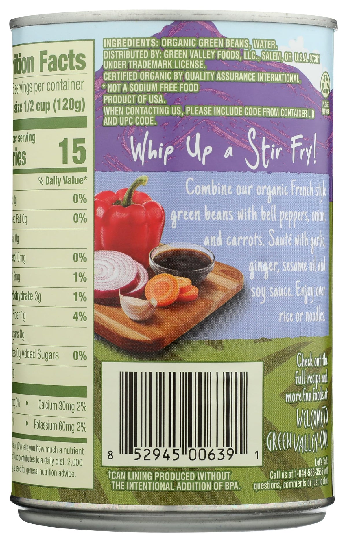 GREEN VALLEY Organic French Style Green Beans, 14.25 OZ