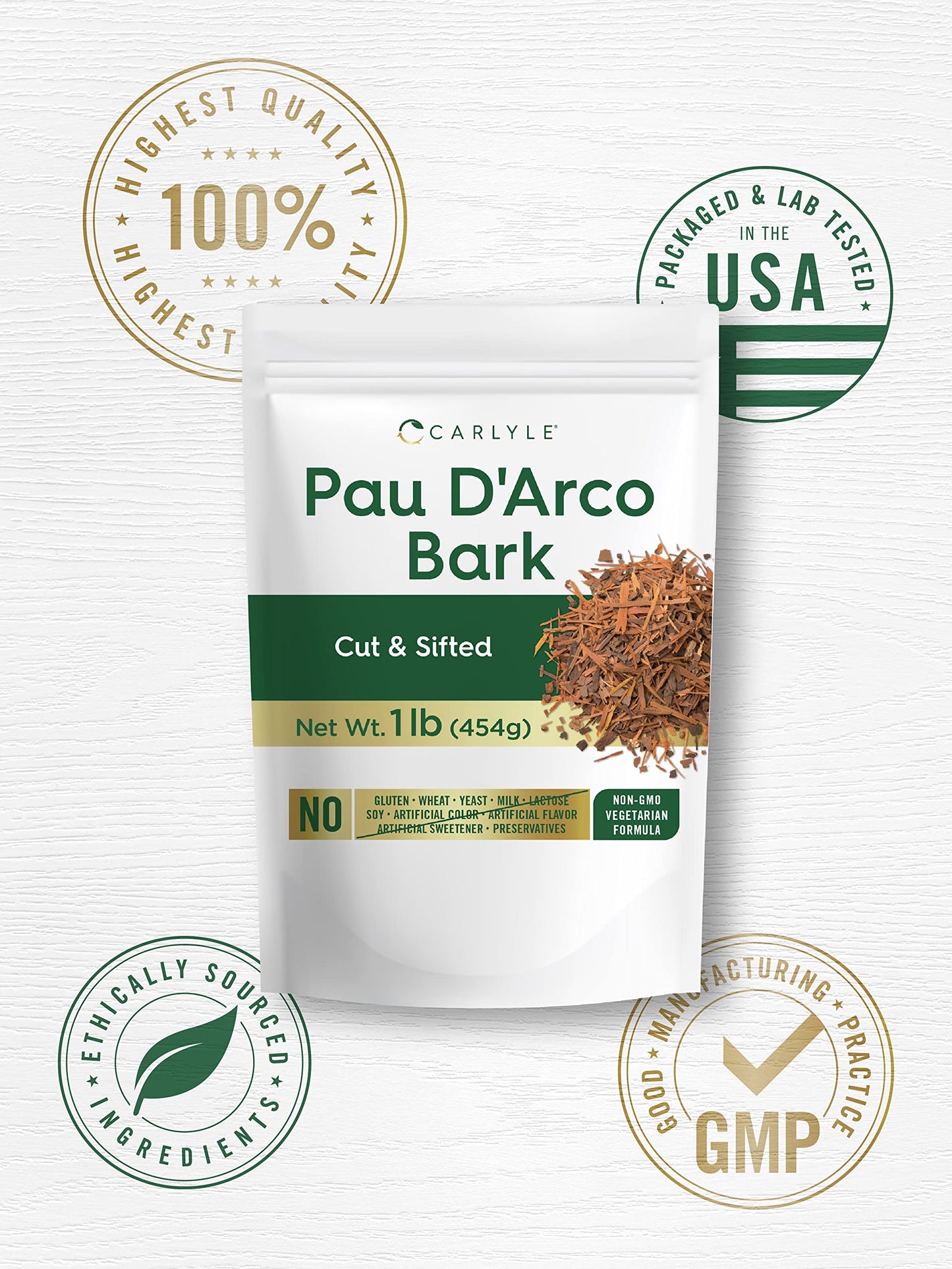 Carlyle DArco Bark Cut & Sifted 1 lb Bag | Vegetarian | Non-GMO, Gluten Free | 16 Ounce (Pack of 1)