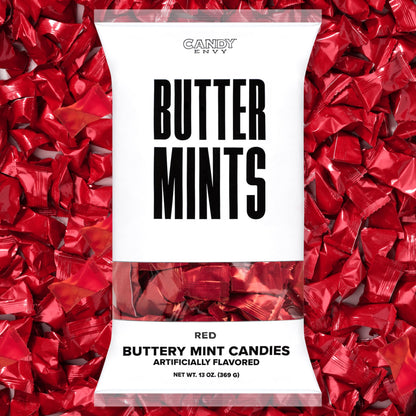 Candy Envy - Red Wrapped Buttermints - 13 oz. Bag - 100 Individually Wrapped Red Candy Mints