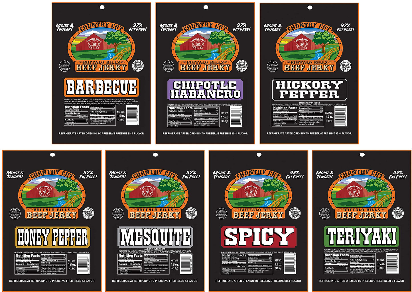 Buffalo Bills Beef Jerky & Beef Stick Sampler Gift Tool Box - 25 Assorted Packs, 1.39 Ounce